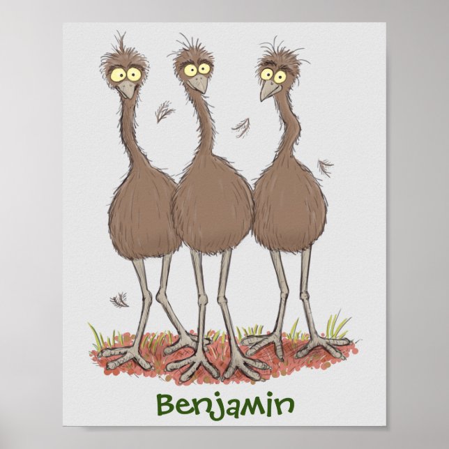 Affiche Drôle dessin animé du trio australien emu (Devant)