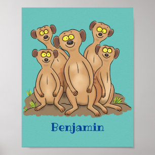 Affiche Drôle dessin de la famille meerkat