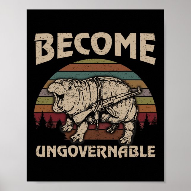 Affiche Drôle Devenir ingouvernable Moo Deng Cute Ba (Devant)