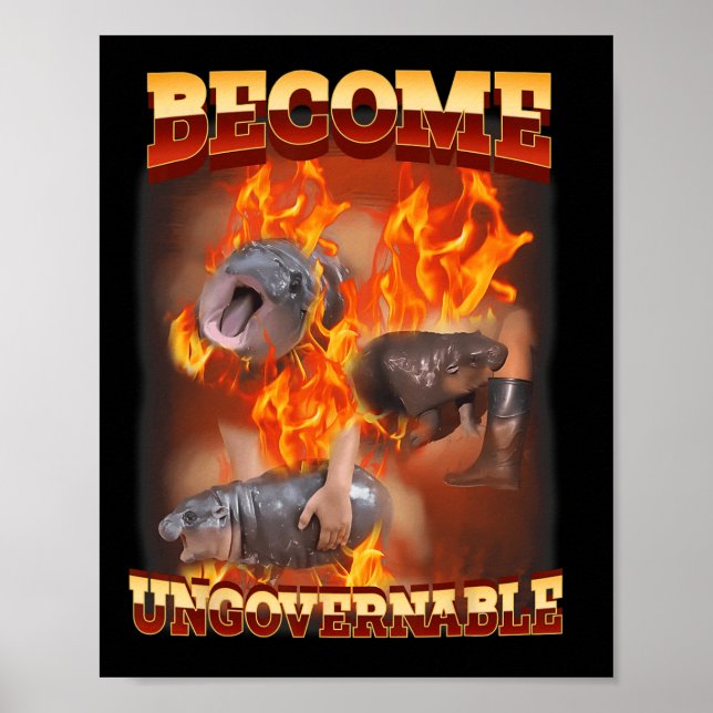 Affiche Drôle Devient Ingouvernable Moo Deng Dans Le Ba De (Devant)