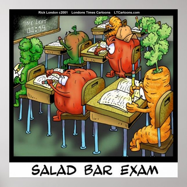 Affiche drôle d'examen du barreau au bar à salades (Devant)
