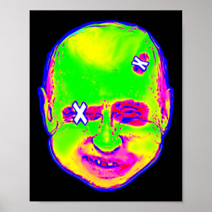 Affiche Drôle d'Halloween Clown Poutine 1980 Art Rétro Ukr