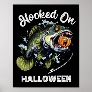 Affiche Drôle d'Halloween Pêche Garçons Hommes Zombie B Po