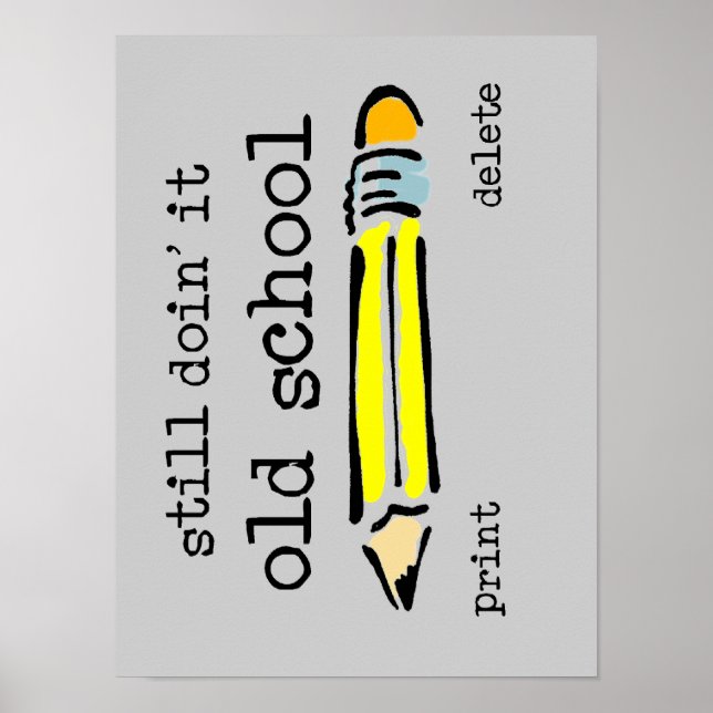 Affiche drôle d'humour crayon vintage (Devant)
