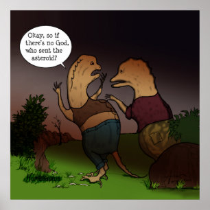 Affiche Drôle Dinosaure Philosophie S'il n'y a pas de Dieu
