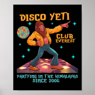 Affiche Drôle Disco Yeti Bigfoot Dancing Club Everest Men