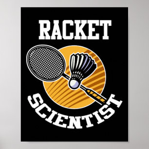 Affiche Drôle Dminton Joueur Chemise Racket Scientifique D