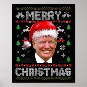 Affiche Drôle Donald Trump Joyeux Noël Famille Moche