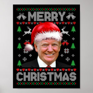 Affiche Drôle Donald Trump Joyeux Noël Famille Moche