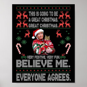 Affiche Drôle Donald Trump Joyeux Noël Xmas Pyjama Ho