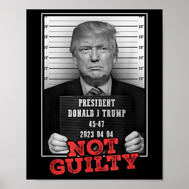 Affiche Drôle Donald Trump Pas Coupable Tiré De Mug, Libre (Devant)
