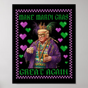 Affiche Drôle Donald Trump perles Mardi Gras Festival Fleu