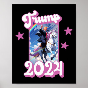 Affiche Drôle Donald Trump Qui Dirige Une Unicorne. Trump