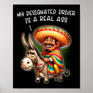 Affiche Drôle Donkey Mon Conducteur Désigné Est Un Véritab