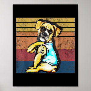 Affiche Drôle Drôle Cadeaux Chien Boxer I Love Papa Tattoo