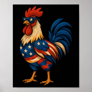 Affiche Drôle Drôle Drôle Poulets Usa Patriotique Amant de