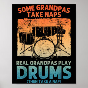 Affiche Drôle Drummer Art Pour Grand-Père Hommes Drumline 