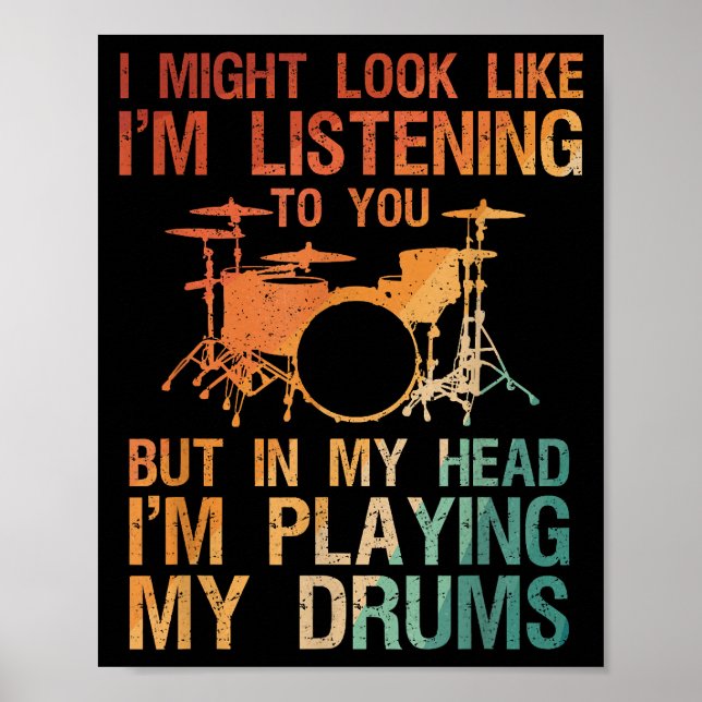 Affiche Drôle Drummer Art Pour Hommes Femmes Drum Player P (Devant)