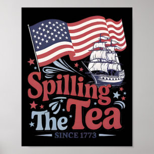 Affiche Drôle du 4 juillet en répandant le thé depuis 1773