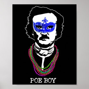 Affiche Drôle Edgar Allan Poe Mardi Gras Mashup 1