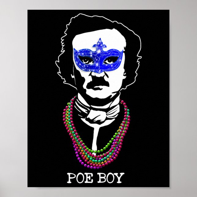Affiche Drôle Edgar Allan Poe Mardi Gras Mashup 1 (Devant)