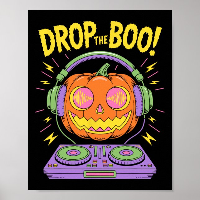 Affiche Drôle Edm Dj Halloween Citrouille (Devant)
