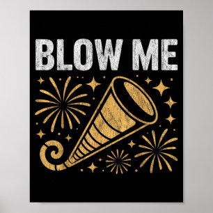 Affiche Drôle Embrasse-Moi Bisous Bonne Année Couple Humou