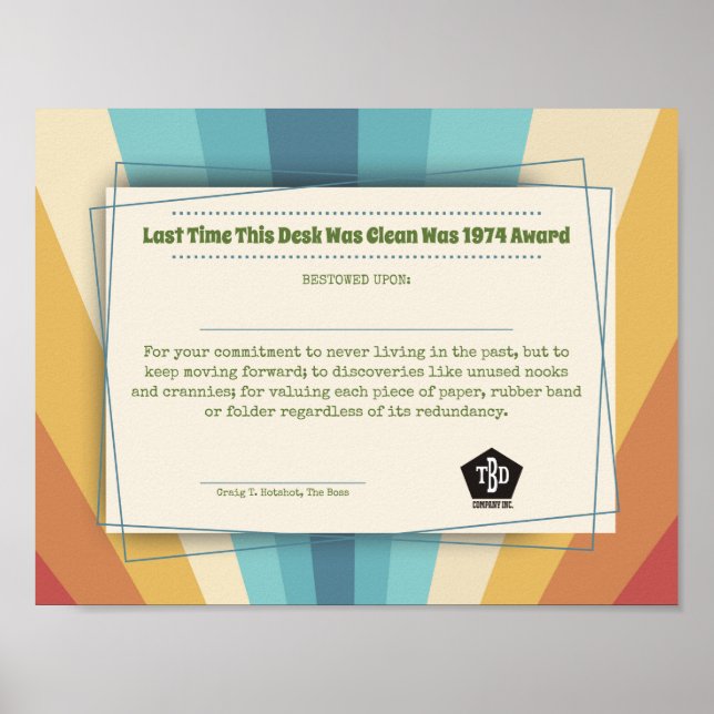 Affiche Drôle employé récompense de bureau désordonnée (Devant)