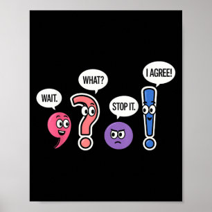 Affiche Drôle Enseignant Grammaire Attendez Qu'Il S'Arrête