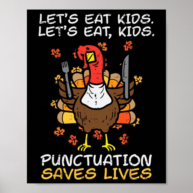 Affiche Drôle Enseignant Thanksgiving Turquie Lets Manger  (Devant)