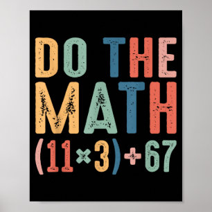 Affiche Drôle équation mathématique scolaire 100 jours Fai