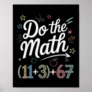 Affiche Drôle équation mathématique scolaire de 100 jours 