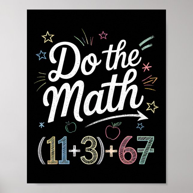 Affiche Drôle équation mathématique scolaire de 100 jours  (Devant)