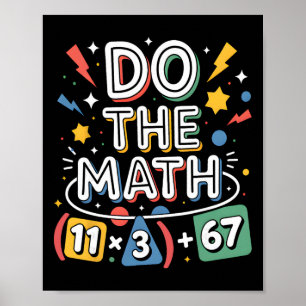 Affiche Drôle équation mathématique scolaire de 100 jours