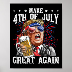 Affiche Drôle équipe de bière à boire faire 4 juillet gran