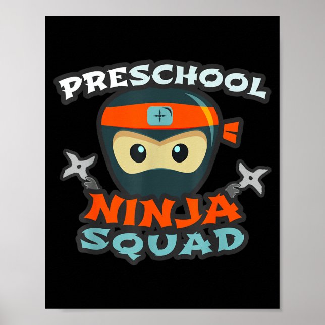 Affiche Drôle ÉQUIPE DE NINJA DE L'ÉCOLE MATERNELLE Retour (Devant)