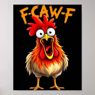 Affiche Drôle f caquètement f coq oiseau poulet chuchoteur