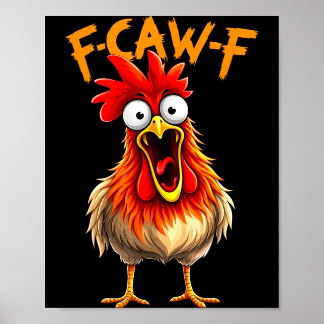 Affiche Drôle f caquètement f coq oiseau poulet chuchoteur (Devant)
