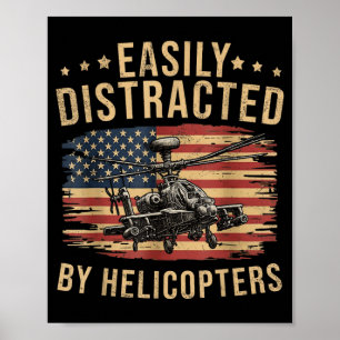 Affiche Drôle facilement distrait par hélicoptère Apache U