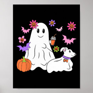 Affiche Drôle Fantôme Marche Chien Éffrayant Fantôme Hallo