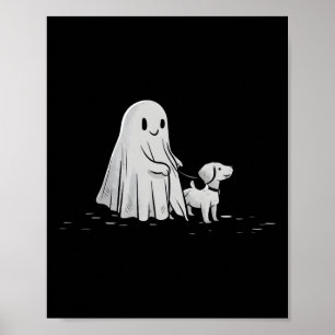 Affiche Drôle Fantôme Marcher Chien Saison Éffrayante Hall