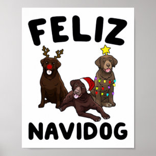 Affiche Drôle Feliz Navidog Chesapeake Y Retriever Chien C