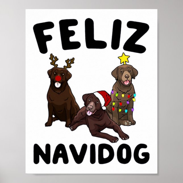 Affiche Drôle Feliz Navidog Chesapeake Y Retriever Chien C (Devant)