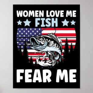Affiche Drôle Femmes M'Aime Poisson Peur Moi Hommes Vintag