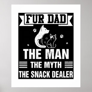 Affiche Drôle Fête des pères Fourrure Papa Chien Chat Anim