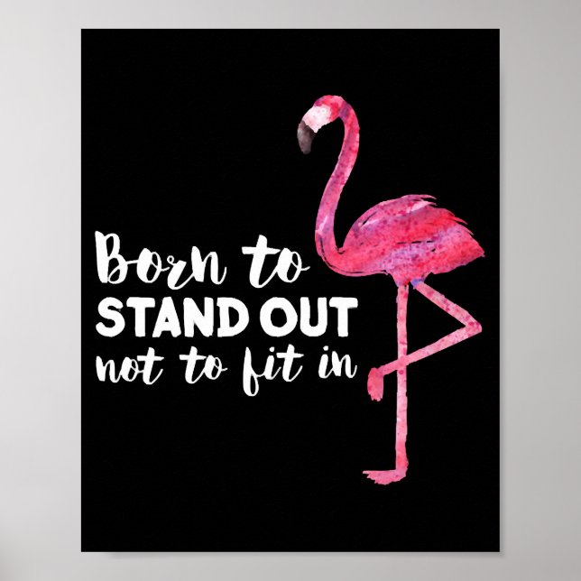 Affiche Drôle Flamant rose mignon Dire Citation Animal Tro (Devant)