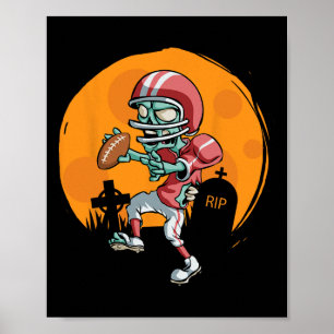 Affiche Drôle Football Joueur Zombie Halloween Football Sp