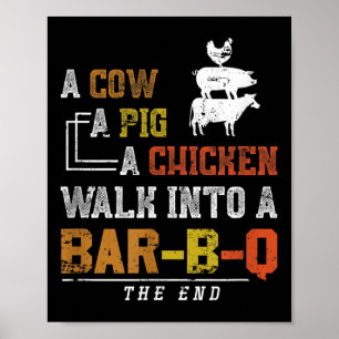 Affiche Drôle fumé Viande Pork Grilling Cadeau Cochon Vach