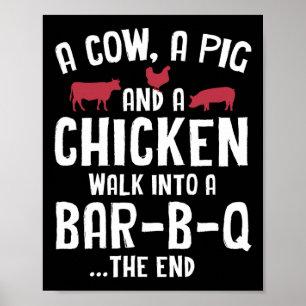 Affiche Drôle Fumé Viande Steak Grillade Bar Barbecue