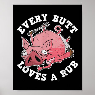 Affiche Drôle Fumeur Barbecue Chaque Bouton Aime Un Grilla